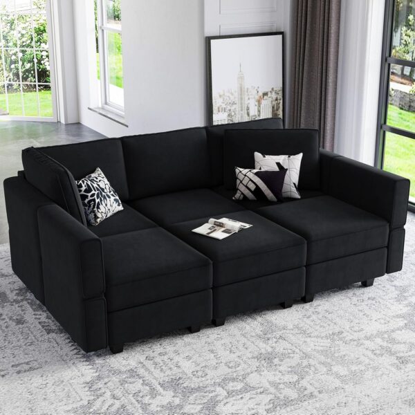 Belffin Modular Velvet Sectional Sofa with Chaise Lounge Sectional Sleeper Sofa - Image 4