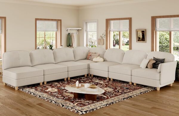 LLappuil Oversized Modular Sectional Fabric Sofa Set, Extra Large L Shaped Couch Reversible Chaise Modular Sectional Couch