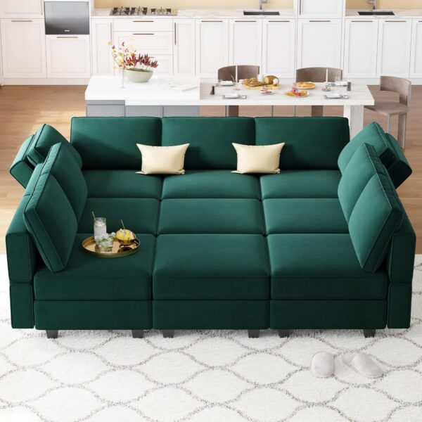 Belffin Modular Sectional Sofa with Ottomans Velvet Reversible Sleeper Sectional Sofa