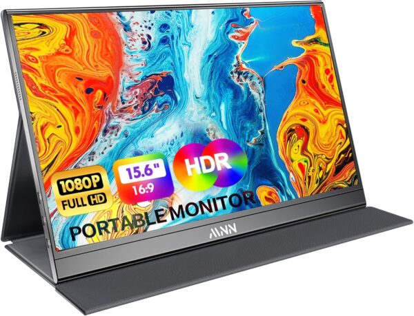 MNN Portable Monitor 15.6inch FHD 1080P USB C HDMI Gaming Ultra-Slim IPS Display w/Smart Cover & Speakers