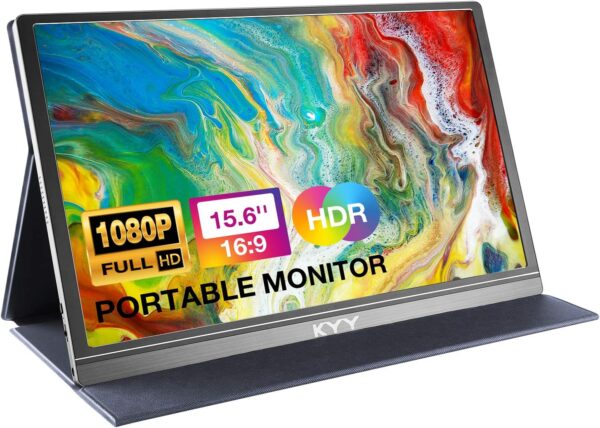 KYY Portable Monitor 15.6inch 1080P FHD USB-C, HDMI Computer Display HDR IPS Gaming Monitor
