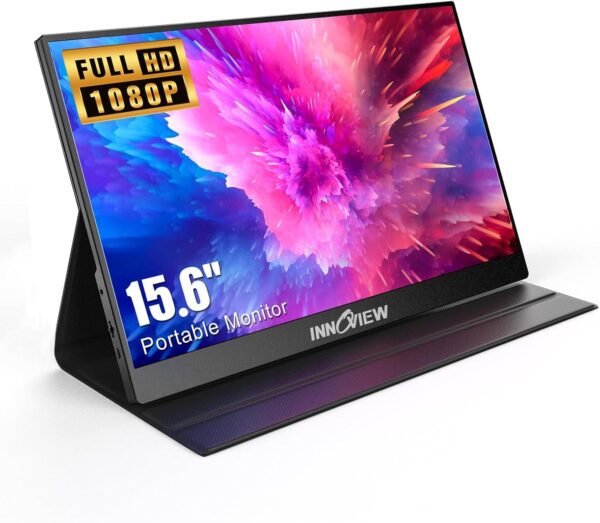 InnoView Portable Monitor, 15.6 Inch FHD 1080P Standard HDMI USB C Second External Monitor for Laptop, Desktop, MacBook, Phones, Tablet,