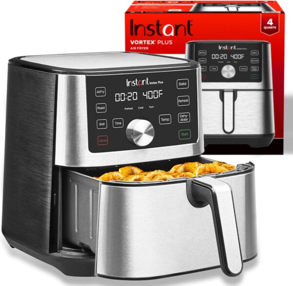 Instant Pot Vortex Plus 4QT Air Fryer, Custom Program Options, 6-in-1 Functions Crisps, Broils, Roasts, Dehydrates, Bakes