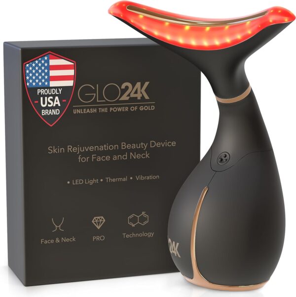 GLO24K Red Light Beauty Device for Face and Neck. Based on Triple Action L E D