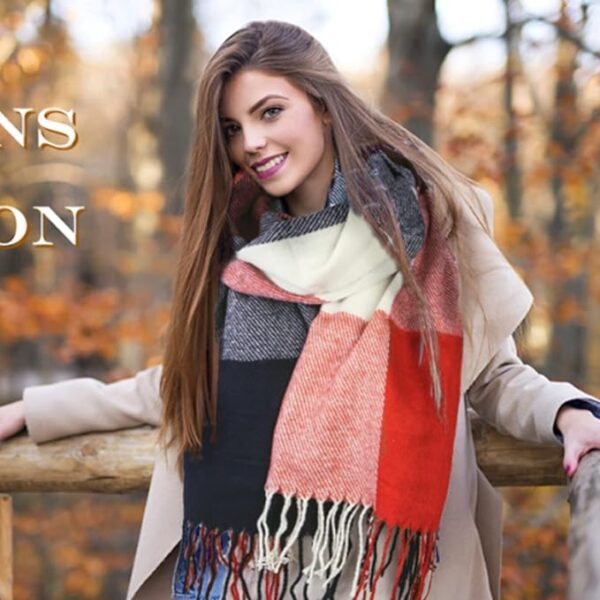 Loritta Womens Scarf Fashion Long Plaid Shawls Wraps Big Grid Winter Warm Lattice
