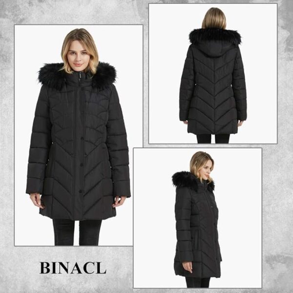 BINACL Women's Winter Warm Thicken Long Outwear Pockets Coat Parka Jacket XS-3XL - Image 2