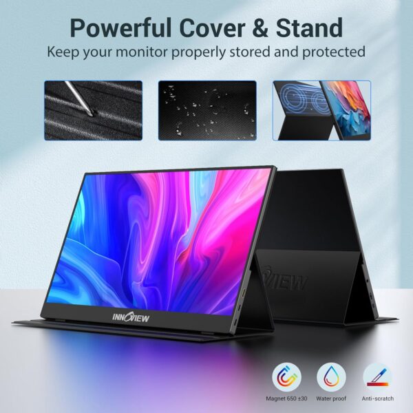 InnoView Portable Monitor, 15.6 Inch FHD 1080P Standard HDMI USB C Second External Monitor for Laptop, Desktop, MacBook, Phones, Tablet, - Image 3