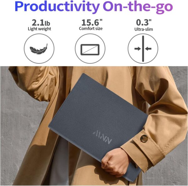 MNN Portable Monitor 15.6inch FHD 1080P USB C HDMI Gaming Ultra-Slim IPS Display w/Smart Cover & Speakers - Image 4