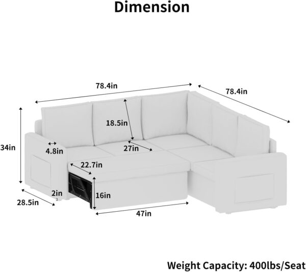 Premium Modular Sectional Sleeper Sofa with Pull Out Bed - Image 2