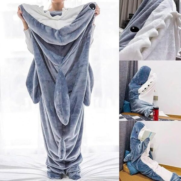 Shark Blanket Hoodie Onesie Adult & Kid, Wearable Shark Blanket - Image 3
