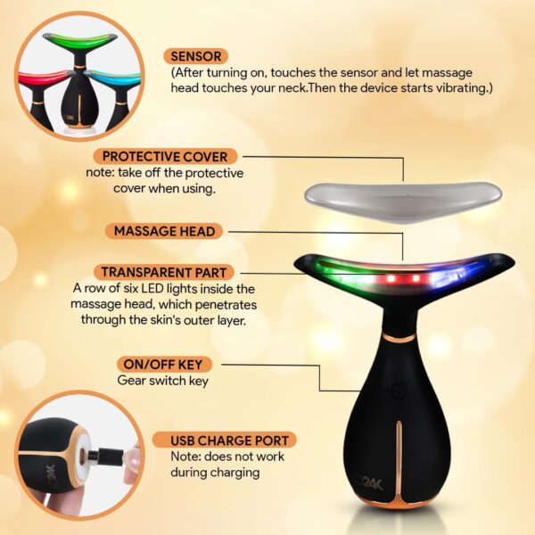GLO24K Red Light Beauty Device for Face and Neck. Based on Triple Action L E D - Image 2