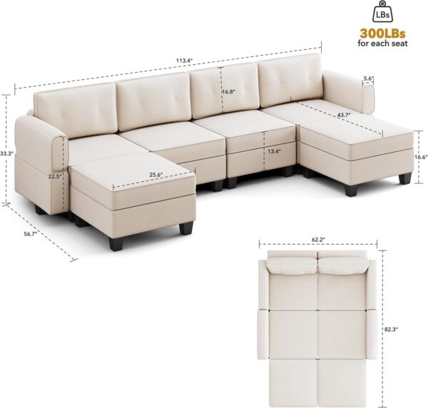 Modular Sectional Sofa, Convertible U Shaped Sofa Couch with Storage - Image 2