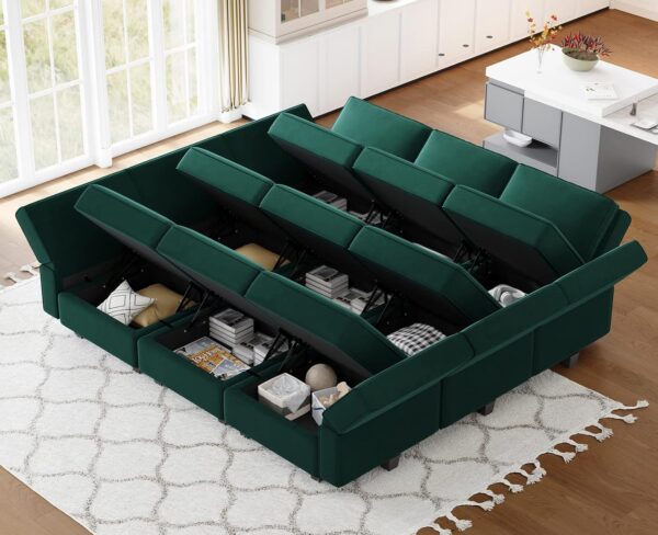 Belffin Modular Sectional Sofa with Ottomans Velvet Reversible Sleeper Sectional Sofa - Image 2
