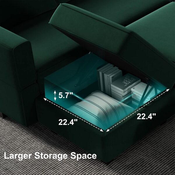 Belffin Modular Sectional Sofa with Ottomans Velvet Reversible Sleeper Sectional Sofa - Image 8