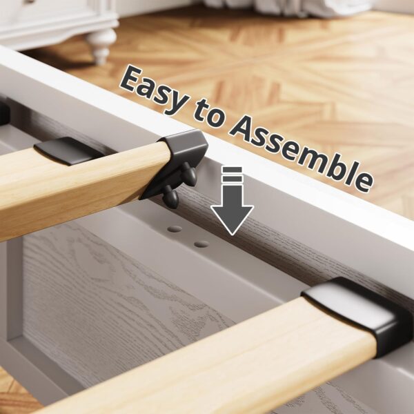 Queen Bed Frame with Lift Up Storage, Farmhouse Platform Bed with Wooden Slats, Sturdy - Image 2
