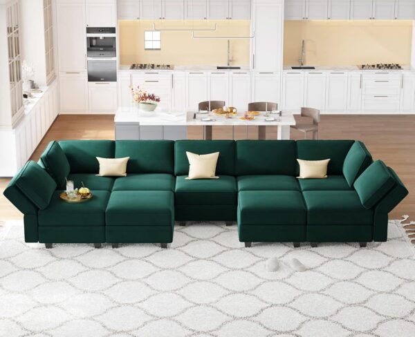 Belffin Modular Sectional Sofa with Ottomans Velvet Reversible Sleeper Sectional Sofa - Image 5
