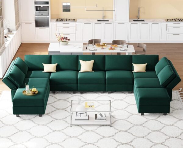 Belffin Modular Sectional Sofa with Ottomans Velvet Reversible Sleeper Sectional Sofa - Image 6