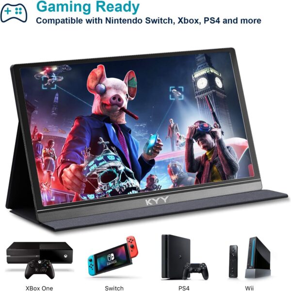 KYY Portable Monitor 15.6inch 1080P FHD USB-C, HDMI Computer Display HDR IPS Gaming Monitor - Image 3