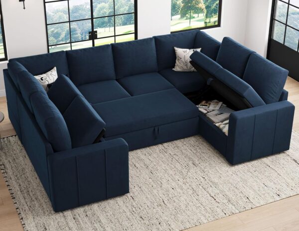 Belffin Modular Sectional Sleeper Sofa Bed with Pull Out Couch, Oversized U Shaped Sleeper Pull Out Bed with Storage Loveseat - Image 2