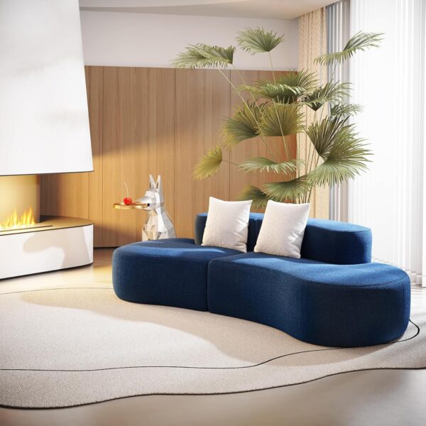 Tribesigns Modern Curved Sofa Couch, 94" Minimalist Contemporary Sofa with 2 Pillows - Image 3