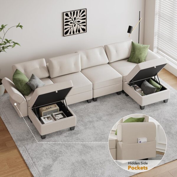 Modular Sectional Sofa, Convertible U Shaped Sofa Couch with Storage - Image 4