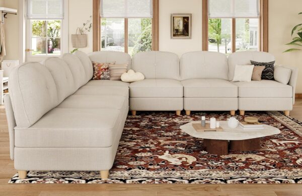 LLappuil Oversized Modular Sectional Fabric Sofa Set, Extra Large L Shaped Couch Reversible Chaise Modular Sectional Couch - Image 2