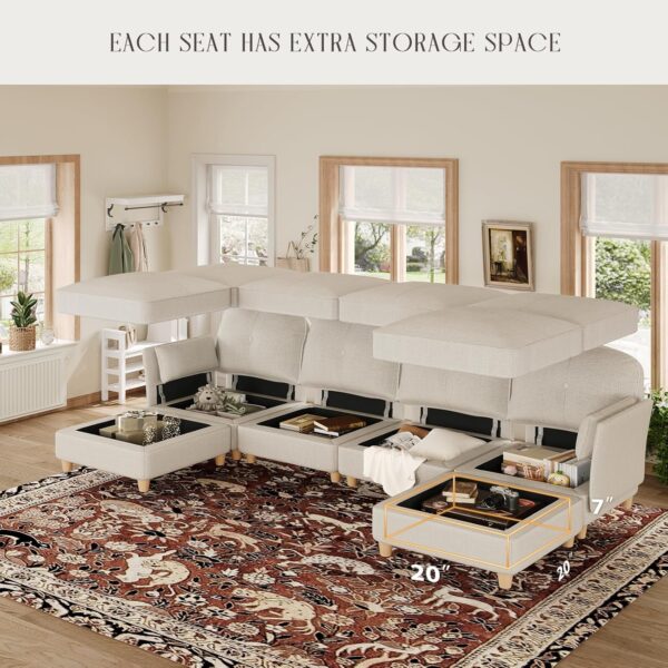 LLappuil Oversized Modular Sectional Fabric Sofa Set, Extra Large L Shaped Couch Reversible Chaise Modular Sectional Couch - Image 3