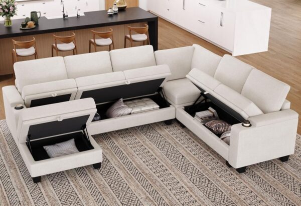 Belffin Chenille Modular Sectional Sofa Convertible L Shaped Corner Couches - Image 4