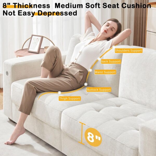Hanherry 89" Sofa for Living Room, Modern Comfy Sofa with Medium Firm Seat Cushion, Removable Cover - Image 3