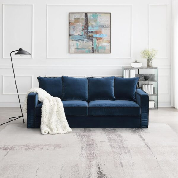 83.5" Upholstered Velvet Fabric Romovable Covers Sofa, 3 Seater Cozy Couch Washable Covers - Image 4
