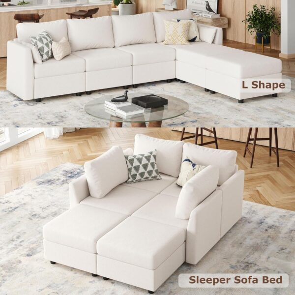 Modular Sectional Sofa with Storage, Convertible 6 Seat Sectional Couches for Living Room - Image 4