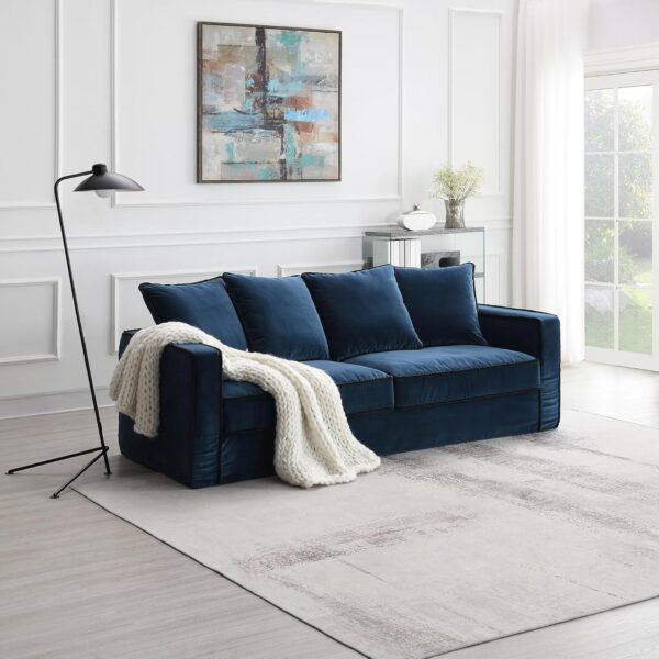 83.5" Upholstered Velvet Fabric Romovable Covers Sofa, 3 Seater Cozy Couch Washable Covers - Image 3