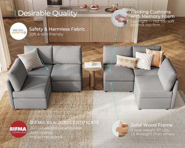 LINSY HOME Modular Sectional Sofa, Convertible U Shaped Sofa Couch with Storage - Image 5