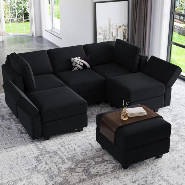 Belffin Modular Velvet Sectional Sofa with Chaise Lounge Sectional Sleeper Sofa
