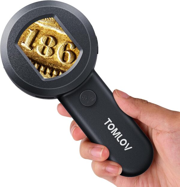 TOMLOV P10 Microscope for Adults Kids, Handheld Coin Magnifier