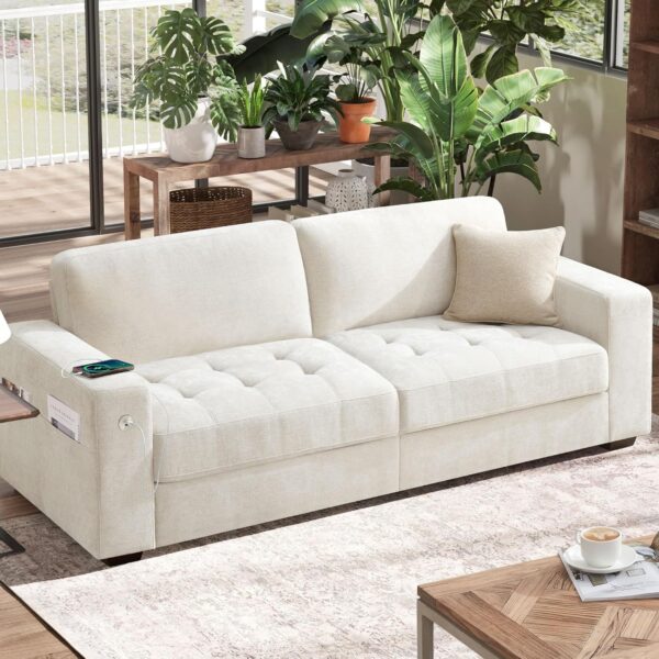 Hanherry 89" Sofa for Living Room, Modern Comfy Sofa with Medium Firm Seat Cushion, Removable Cover - Image 4