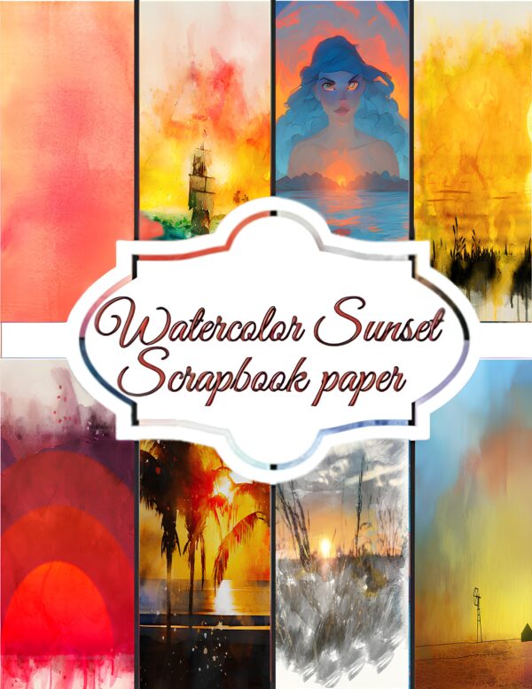 Sunset-Inspired Watercolor Scrapbook Paper