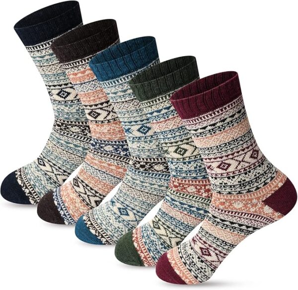 FYC Winter Womens Socks Wool Warm Thick Knit Cozy Crew Casual Vintage Soft Socks for Women