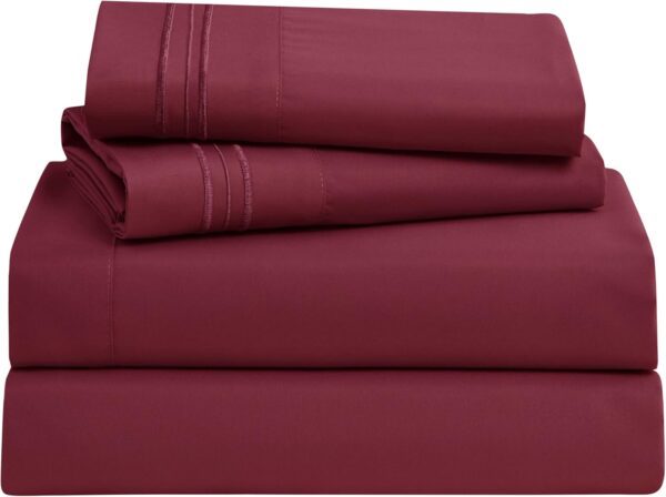 Clara Clark Bed Sheets, Premier 1800 Series 4 Piece Bed Sheet Set, Deep Pocket, Wrinkle, Fade, Stain Resistant