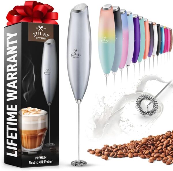 Zulay Powerful Milk Frother for Coffee with Upgraded Titanium Motor - Handheld Frother Electric Whisk, Milk Foamer