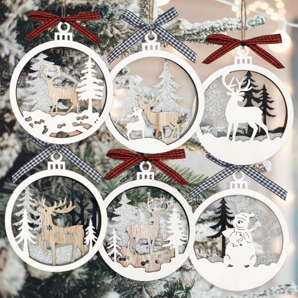 6pcs Christmas Farmhouse Rustic Ornaments Set for Christmas Tree