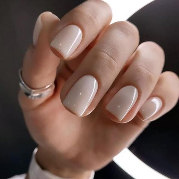 Modelones 32Pcs White Christmas Press on Nails, Upgrade Short Square Fake Nails