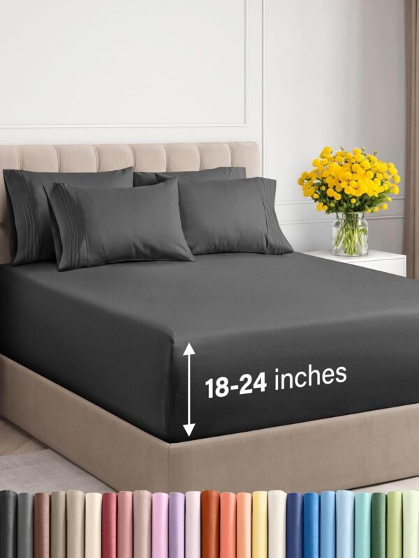 Extra Deep King Sheet Set - 6 Piece Breathable and Cooling Sheets - Hotel Luxury Bed Sheets Set