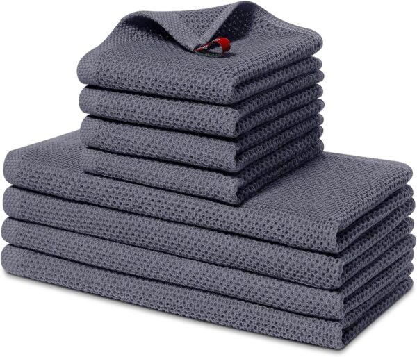 Homaxy 100% Cotton Kitchen Towels and Dishcloths Set, 12 x 12 Inches and 13 x 28 Inches, Set of 8 Bulk Kitchen Towels Set