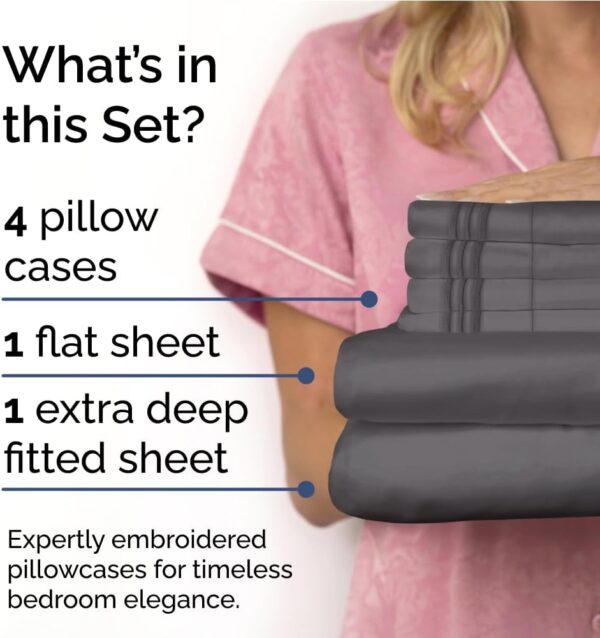Extra Deep King Sheet Set - 6 Piece Breathable and Cooling Sheets - Hotel Luxury Bed Sheets Set - Image 4