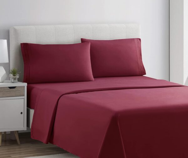 Clara Clark Bed Sheets, Premier 1800 Series 4 Piece Bed Sheet Set, Deep Pocket, Wrinkle, Fade, Stain Resistant - Image 3