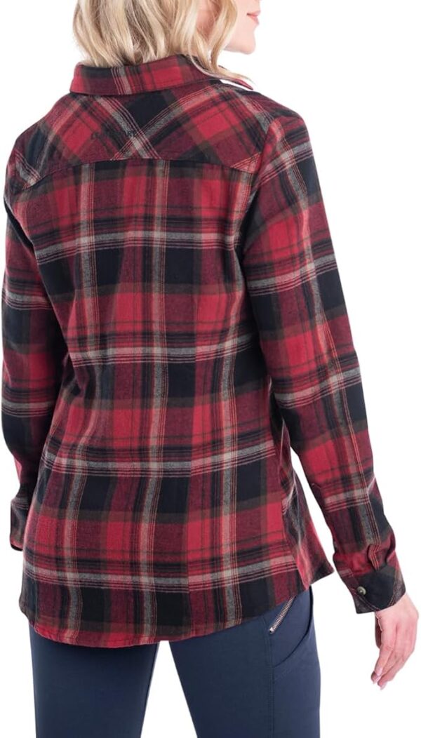 Legendary Whitetails Womens Cottage Escape Flannel Long Sleeve Plaid and Solid Color Clothes, Fitted Button Down - Image 3