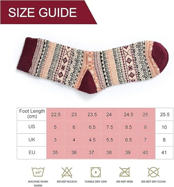 FYC Winter Womens Socks Wool Warm Thick Knit Cozy Crew Casual Vintage Soft Socks for Women - Image 4