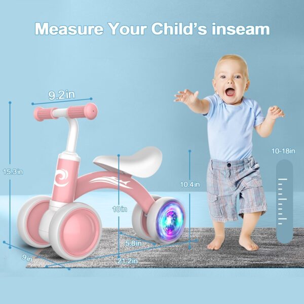 Colorful Lighting Baby Balance Bike Toys for 1 Year Old Girl Gifts - Image 2
