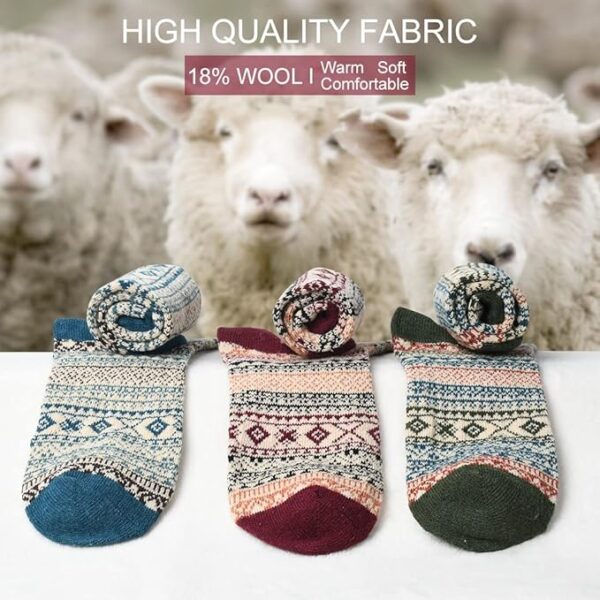 FYC Winter Womens Socks Wool Warm Thick Knit Cozy Crew Casual Vintage Soft Socks for Women - Image 2